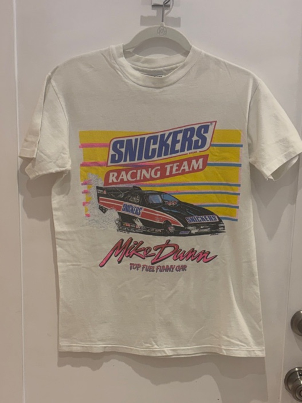 Vintage 1991 snickers racing team Mike Dunn Hanes Beefy T-shirt